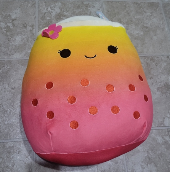 Squishmallows Toys Boba Tea Squishmallow Bergit 6 Inch Pink Orange